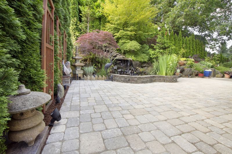 Paver surface adjacent to garden